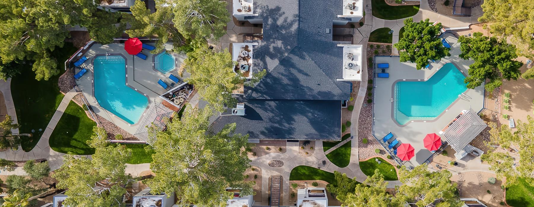 a high angle view of a neighborhood