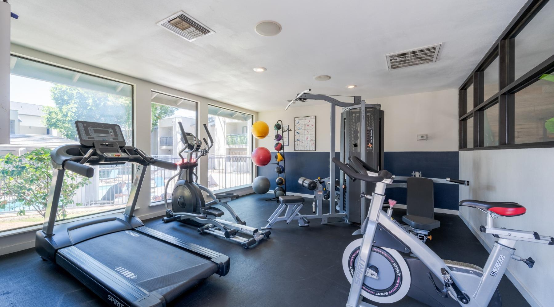 a room with exercise equipment